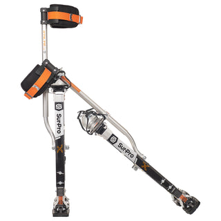 Drywall contractors stand their SurPro S1X Magnesium Drywall Stilts up like this on a jobsite